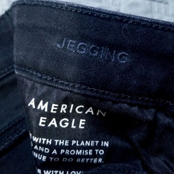 American Eagle Jeans Womens 6 Short Black Jegging Next Level Stretch Dark Denim - Picture 8 of 12